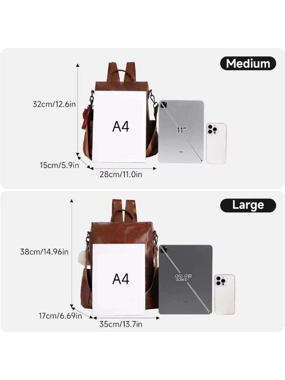 Stylish Anti-Theft PU Leather Women’s Backpack Purse & Casual Shoulder Bag